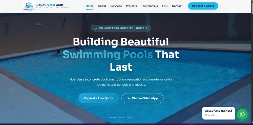 AquaCrystal Craft Ltd website project